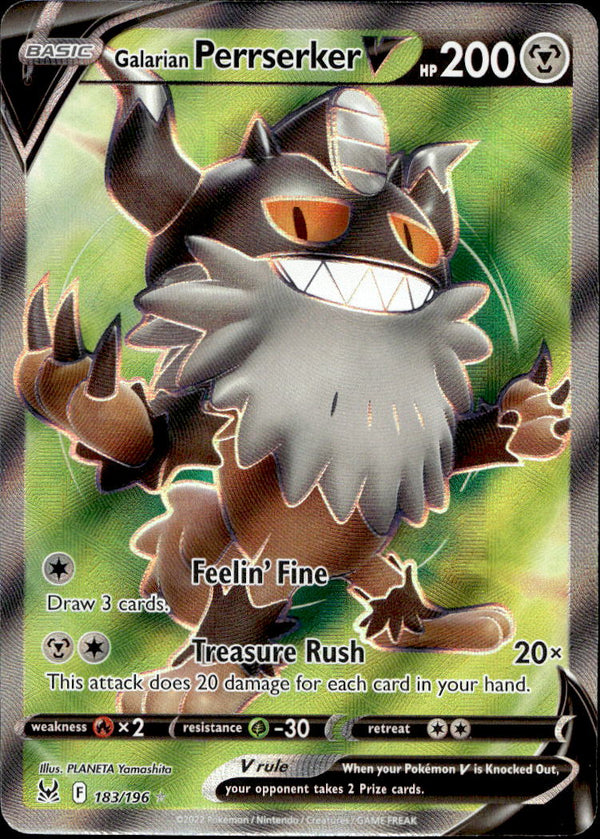 Pokemon TCG SWSH: Lost Origin #183/196 Galarian Perrserker V (Full Art)