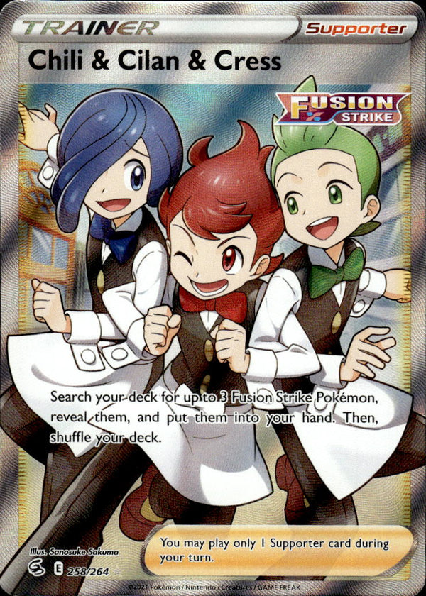 Pokemon TCG SWSH: Fusion Strike #258/264 Chili & Cilan & Cress (Full Art)