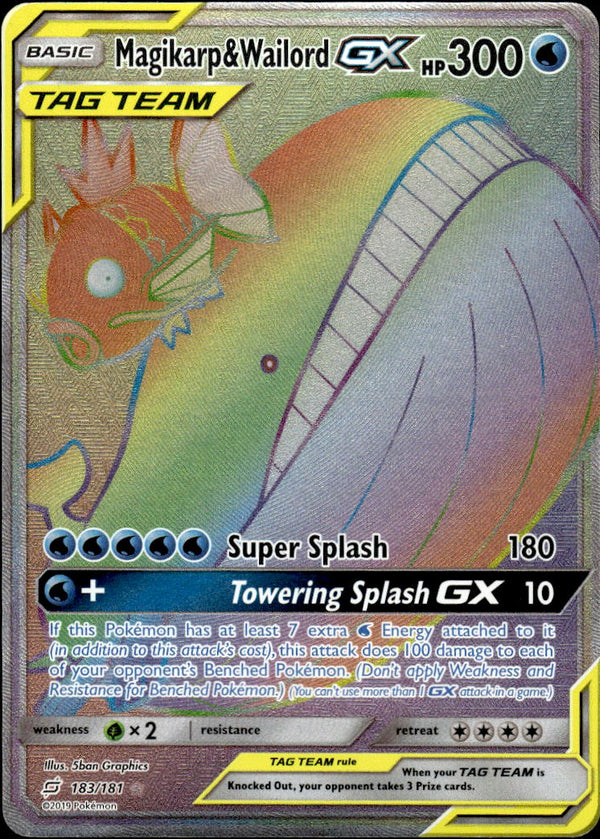 Pokemon TCG Sun & Moon: Team Up #183/181 Magikarp & Wailord GX (Secret)