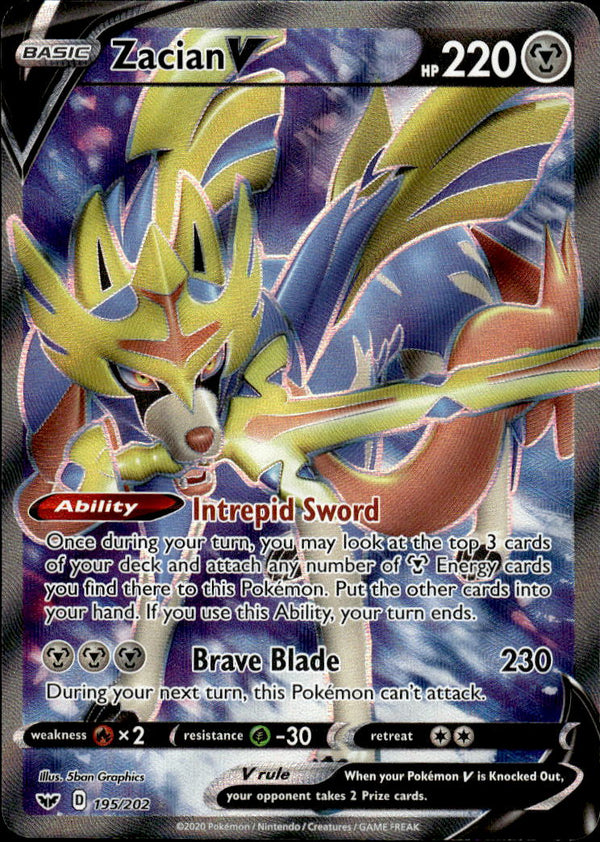 Pokemon TCG SWSH: Sword & Shield Base Set #195/202 Zacian V (Full Art)