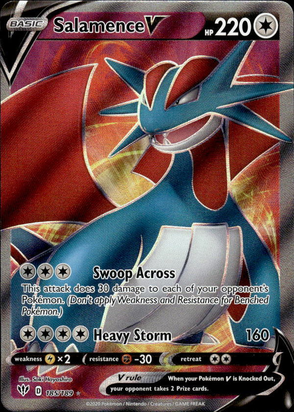 Pokemon TCG SWSH: Darkness Ablaze #185/189 Salamence V (Full Art)