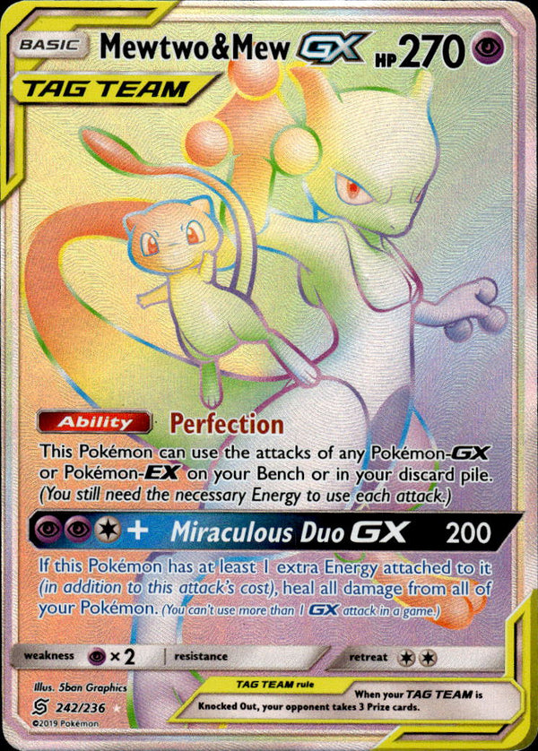 Pokemon TCG Sun & Moon: Unified Minds #242/236 Mewtwo & Mew GX