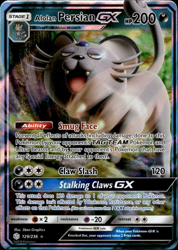 Pokemon TCG Sun & Moon: Cosmic Eclipse #129/236 Alolan Persian GX