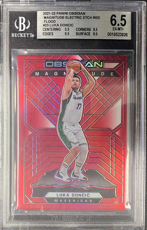 BGS 6.5 EX-MT: NBA - Luka Doncic 23 - 2021 Panini Obsidian Basketball - Electric Etch Red Flood