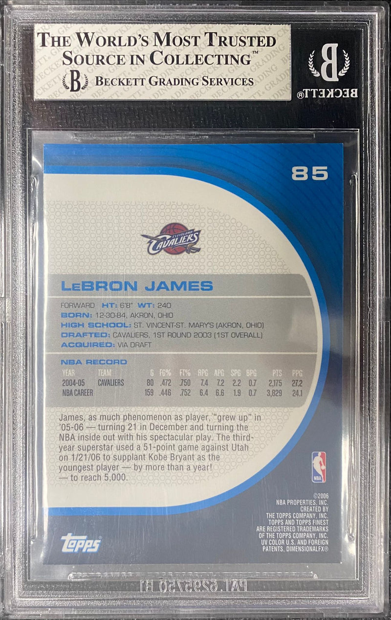 BGS 7.5 NM: NBA - LeBron James 85 - 2005 Topps Finest Basketball