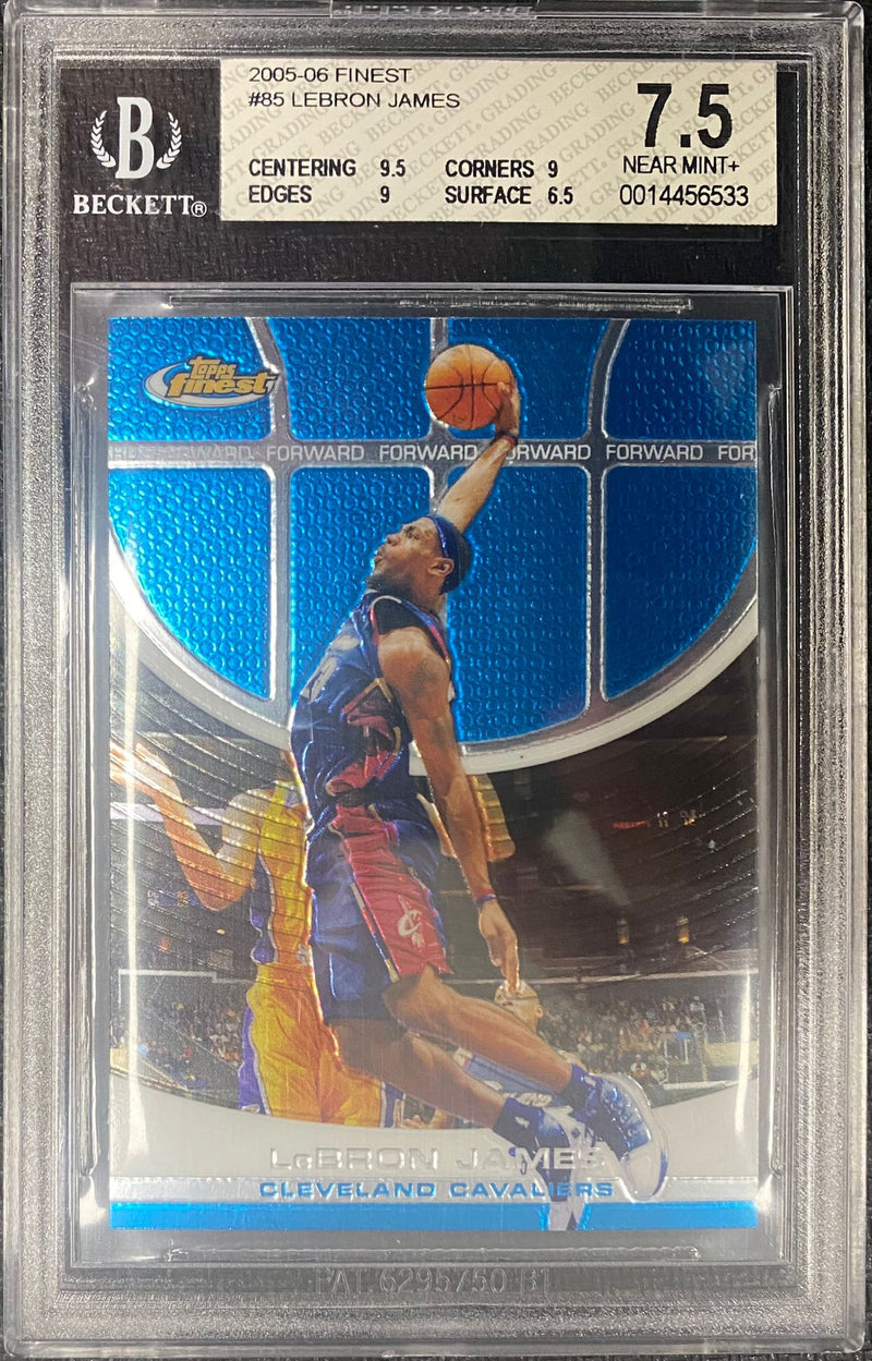 BGS 7.5 NM: NBA - LeBron James 85 - 2005 Topps Finest Basketball