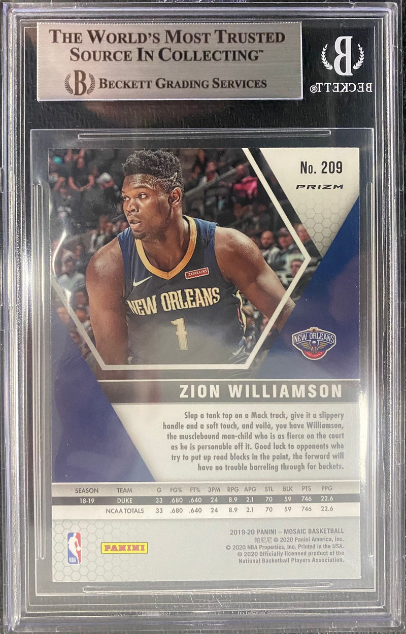 BGS 9 MINT: NBA - Zion Williamson 209 - Rookie Card - 2019 Panini Mosaic Basketball - Pink Camo