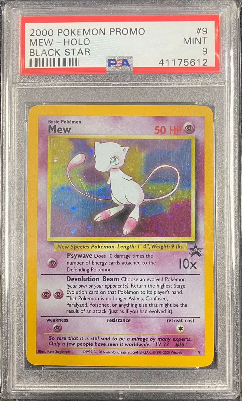 PSA MINT 9 : Pokemon TCG Mew Holo - Black Star Promo 9 - Pokemon League (Beautiful Swirl)