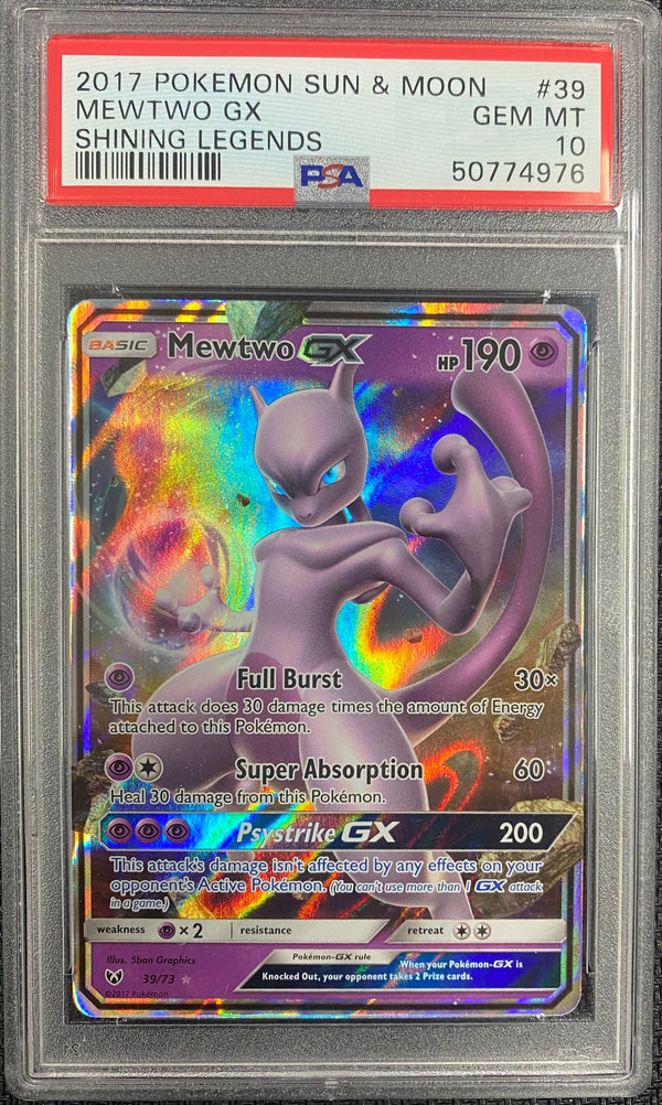 PSA 10 GEM MT: Pokemon TCG Mewtwo GX - 39/73 - Shining Legends