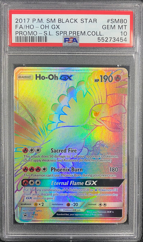 PSA 10 GEM MT: Pokemon TCG Ho-Oh GX - SM80 - Prem Collection