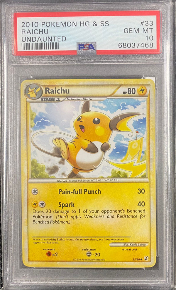 PSA 10 GEM MT: Pokemon TCG Raichu - 33/90 - Undaunted (ONLY POP 4!)