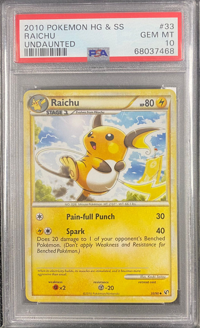 PSA 10 GEM MT: Pokemon TCG Raichu - 33/90 - Undaunted (ONLY POP 4!)