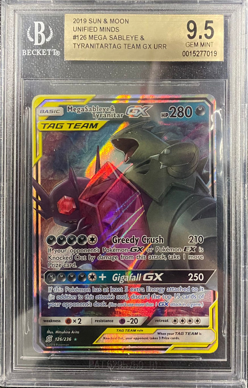 BGS GEM MINT 9.5: Pokemon TCG Mega Sableye & Tyranitar GX - 126/236 - Unified Minds