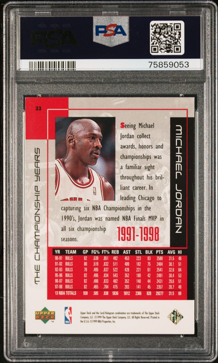 PSA 9 MINT: NBA - Michael Jordan 33 - 1999 Upper Deck The Championship Years