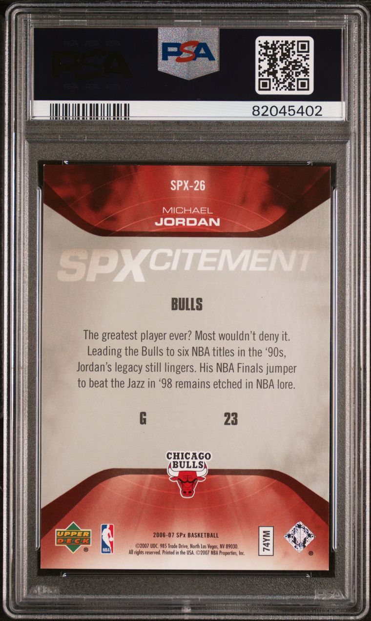 PSA 7 NM: NBA - Michael Jordan SPX26 SPxCITEMENT - 2006 Upper Deck SPx Basketball