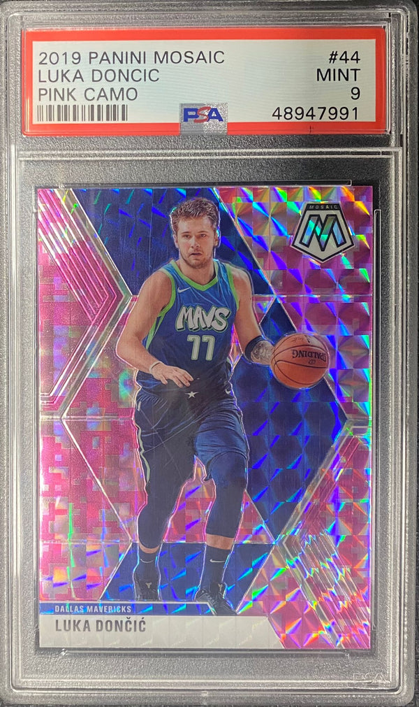 PSA 9 MINT: NBA - Luka Doncic 44 - 2019 Panini Mosaic Basketball - Pink Camo