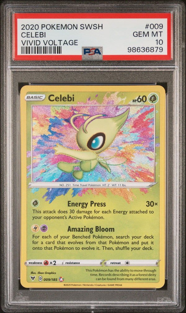 PSA GEM MINT 10: Pokemon TCG Celebi 009/185 - Vivid Voltage Amazing Rare