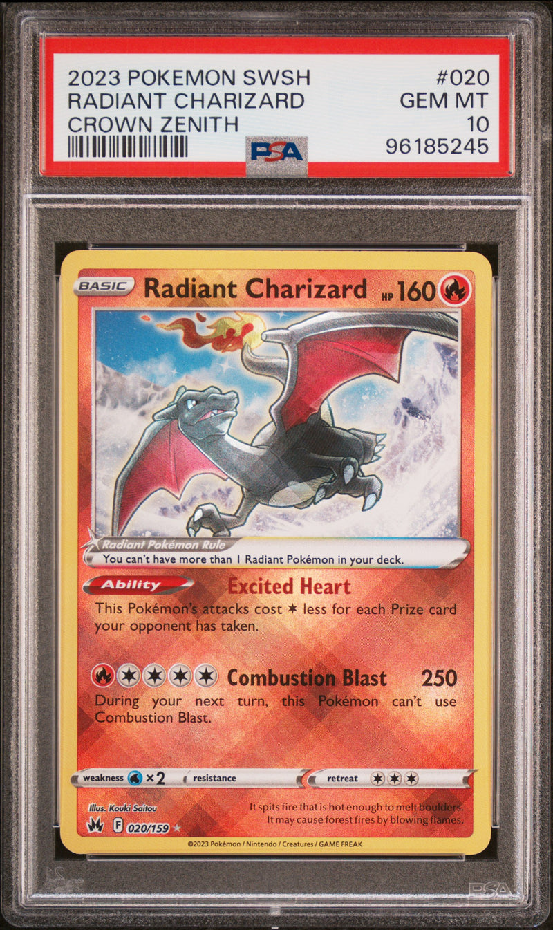 PSA 10 GEM MT: Pokemon TCG Radiant Charizard 020/159 - Crown Zenith