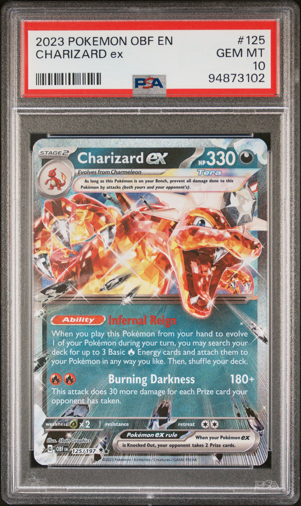 PSA 10 GEM MT: Pokemon TCG Charizard ex 125/197 - Obsidian Flames