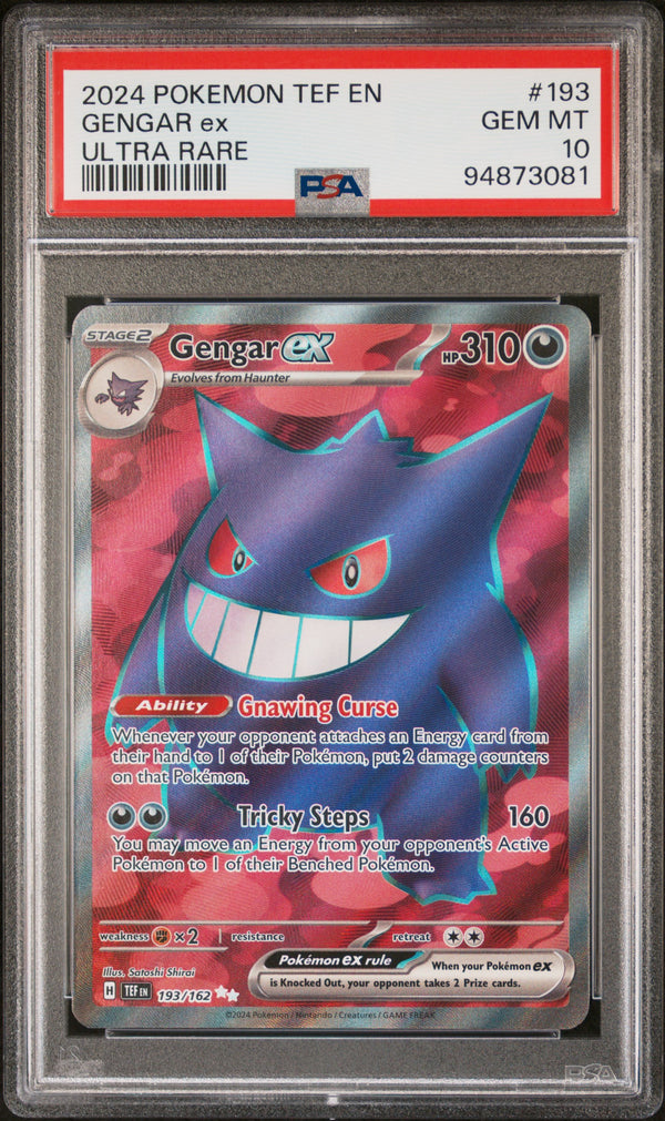 PSA 10 GEM MT: Pokemon TCG Gengar ex 193/162 - Temporal Forces