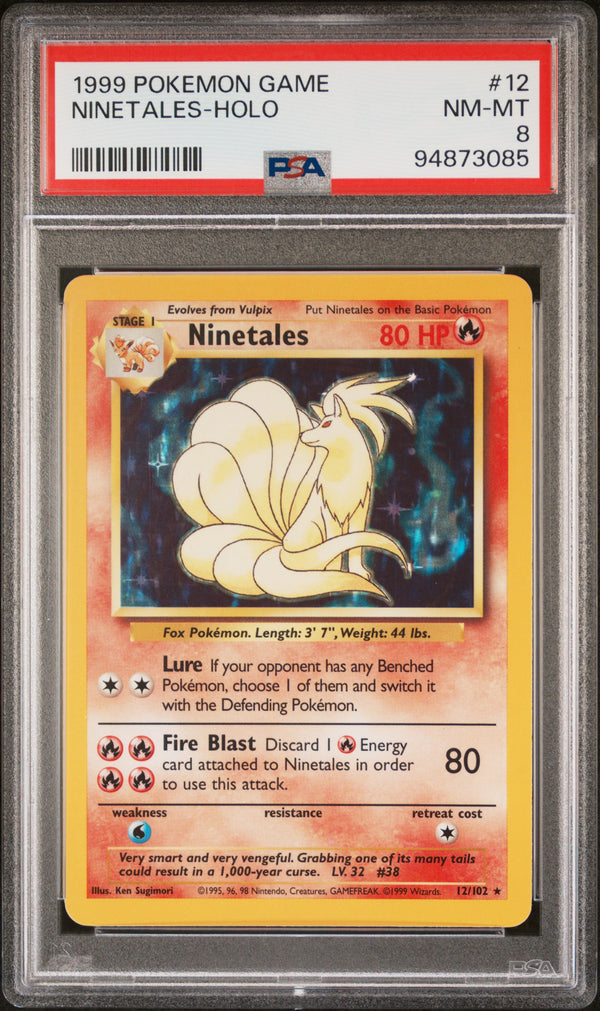 PSA 8 NM-MT: Pokemon TCG Ninetales 12/102 Holo - Base Set