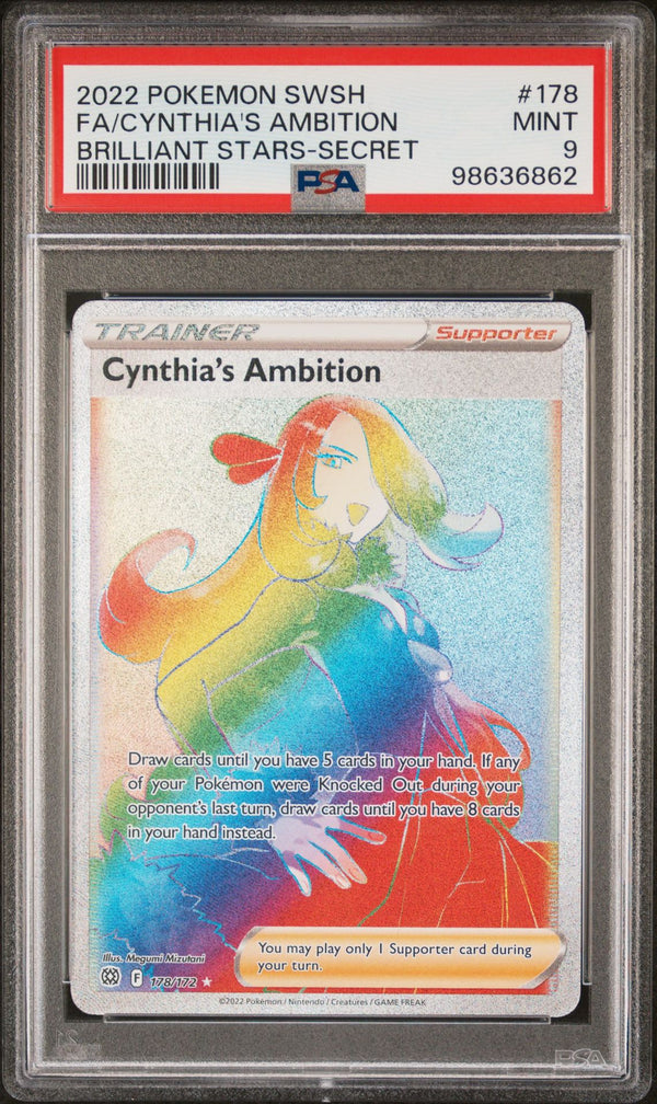 PSA MINT 9: Pokemon TCG Cynthia's Ambition - 178/172 - Brilliant Stars