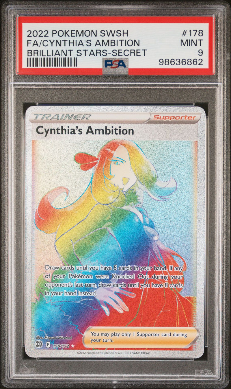 PSA MINT 9: Pokemon TCG Cynthia's Ambition - 178/172 - Brilliant Stars