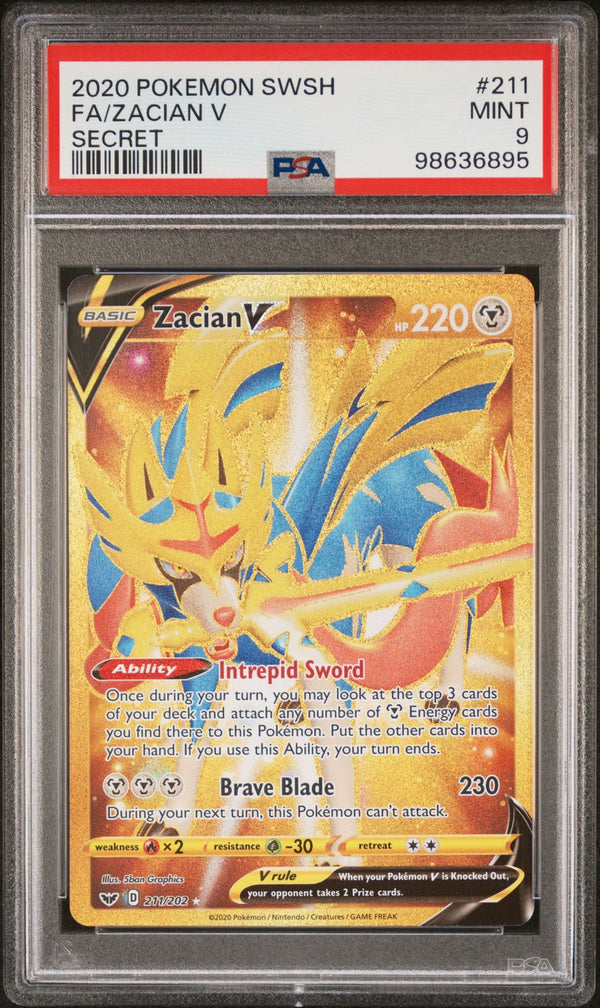 PSA MINT 9: Pokemon TCG Zacian V 211/202 - Sword & Shield Base