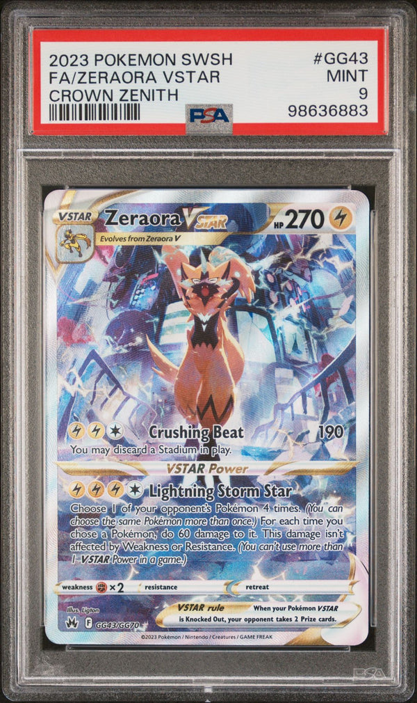 PSA MINT 9 : Pokemon TCG Zeraora VSTAR - GG43 - Crown Zenith Galarian Gallery