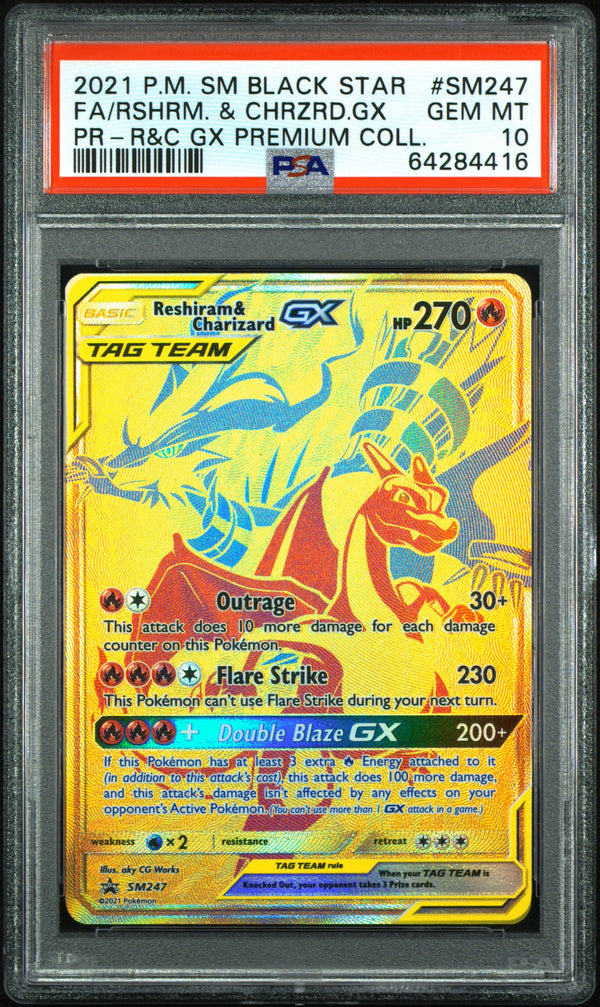 PSA 10 GEM-MT: Pokemon TCG Reshiram & Charizard GX SM247