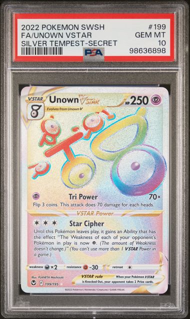 PSA GEM MT 10: Pokemon TCG Unown VSTAR - 199/195 - Silver Tempest