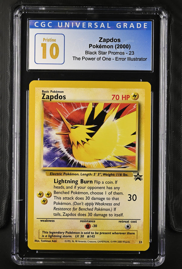 CGC PRISTINE 10: Pokemon TCG Zapdos - Black Star Promo 23 - Aoki Error Illustrator