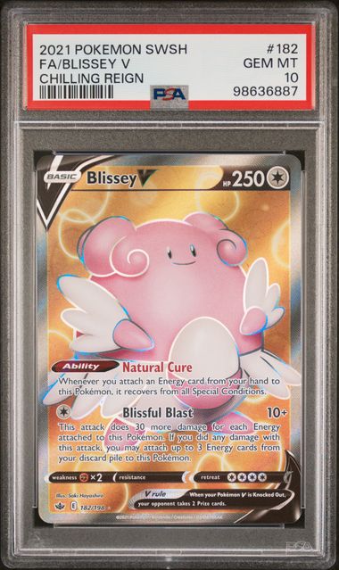 PSA 10 GEM MT: Pokemon TCG Blissey V 182/198 - Chilling Reign