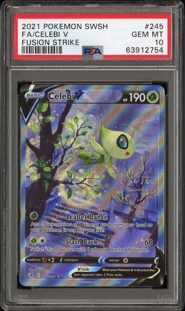 PSA 10 GEM MT: Pokemon TCG Celebi V 245/264 - Fusion Strike