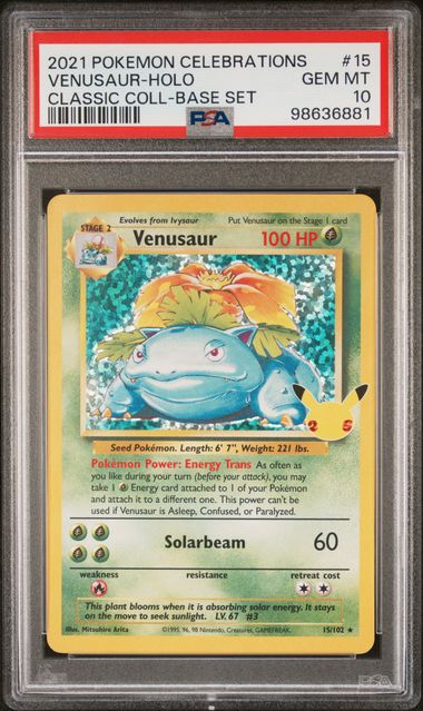 PSA 10 GEM MT: Pokemon TCG Venusaur Holo - 15/102 - Celebrations Classic Collection