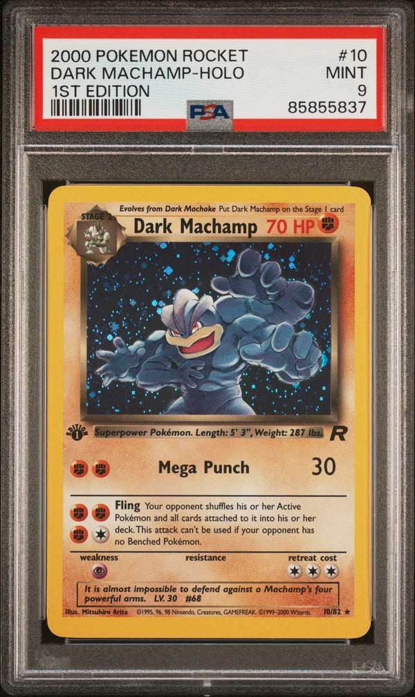 PSA 9 MINT: Pokemon TCG Dark Machamp - Holo - 1st Edition Rocket