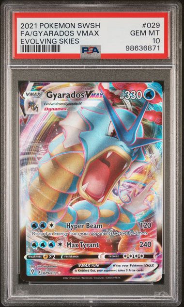 PSA 10 GEM MT: Pokemon TCG Gyarados VMAX 029/203 - Evolving Skies