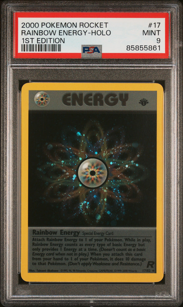 PSA 9 MINT: Pokemon TCG Rainbow Energy - Holo - 1st Edition Rocket