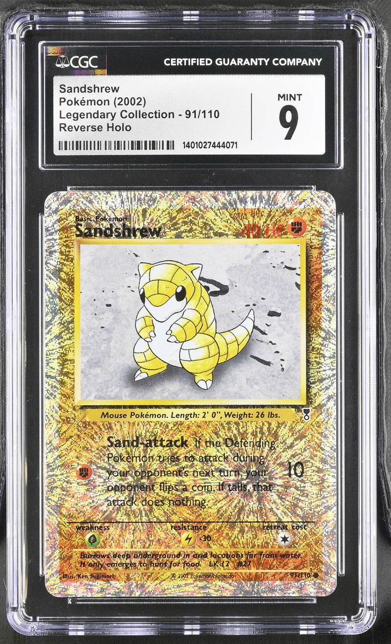 CGC MINT 9: Pokemon TCG Sandshrew Rev Holo - 91/110 - Legendary Collection