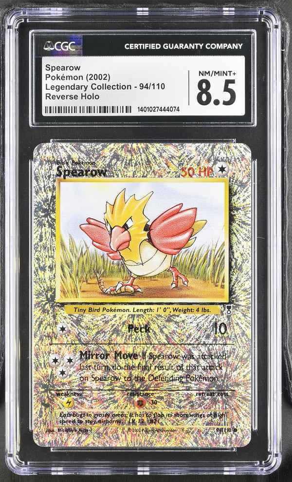 CGC NM/MINT+ 8.5: Pokemon TCG Spearow Rev Holo - 94/110 - Legendary Collection