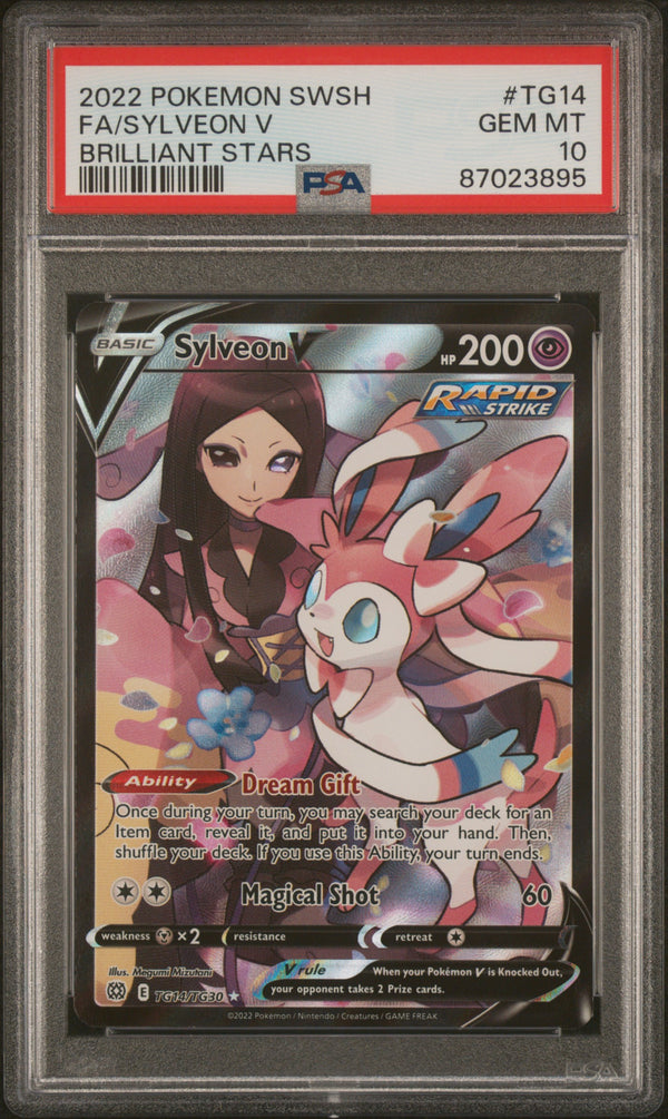 PSA 10 GEM MT: Pokemon TCG Sylveon V TG14/TG30 - Brilliant Stars