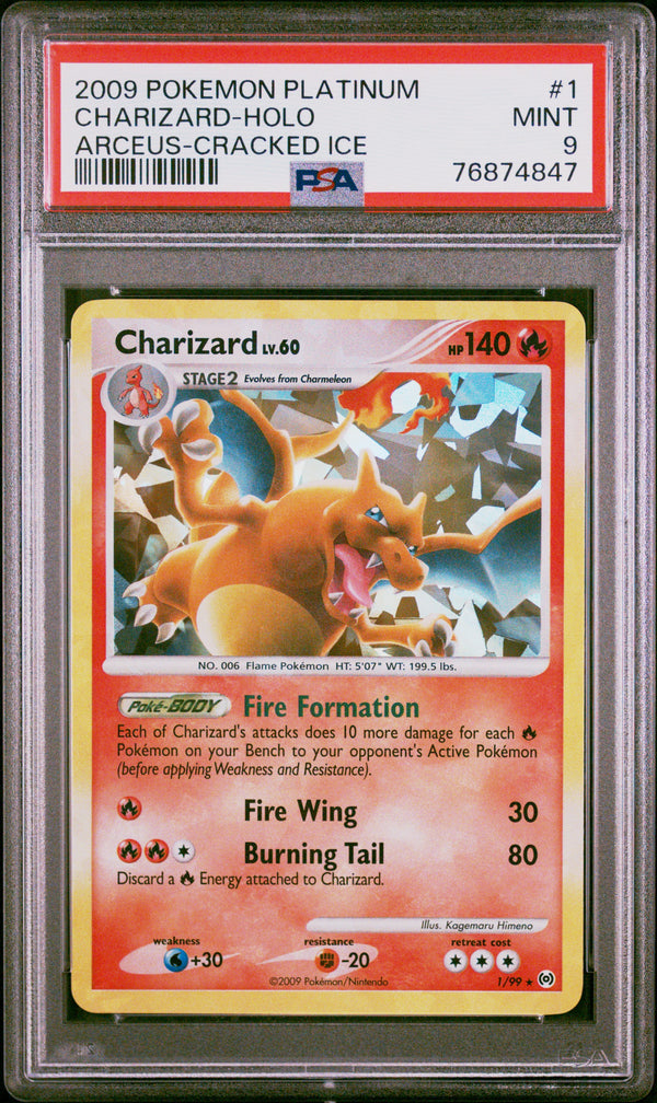 PSA 9 MINT: Pokemon TCG Charizard Cracked Ice Holo 1/99 - Arceus